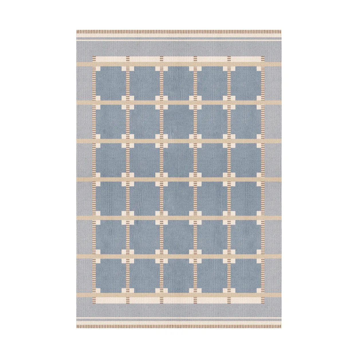Layered Röllakan Ruth wool carpet Summer sky, 140x200 cm