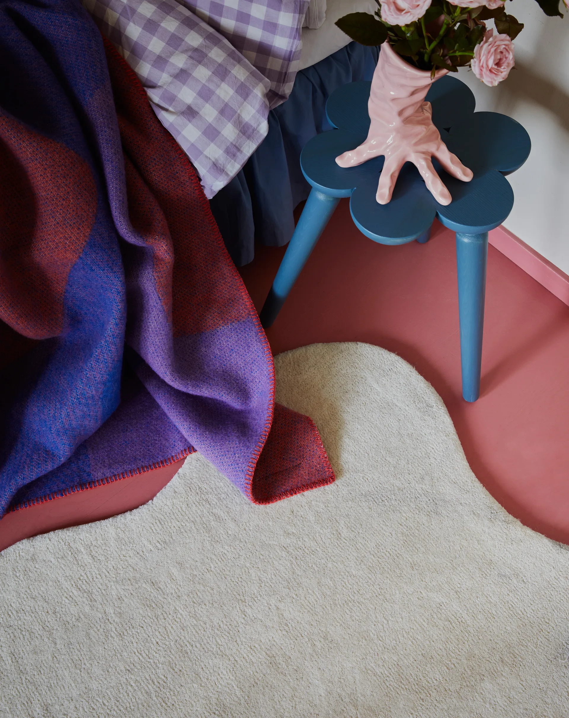 Scallop wool carpet 180x270 cm, Bone white Layered