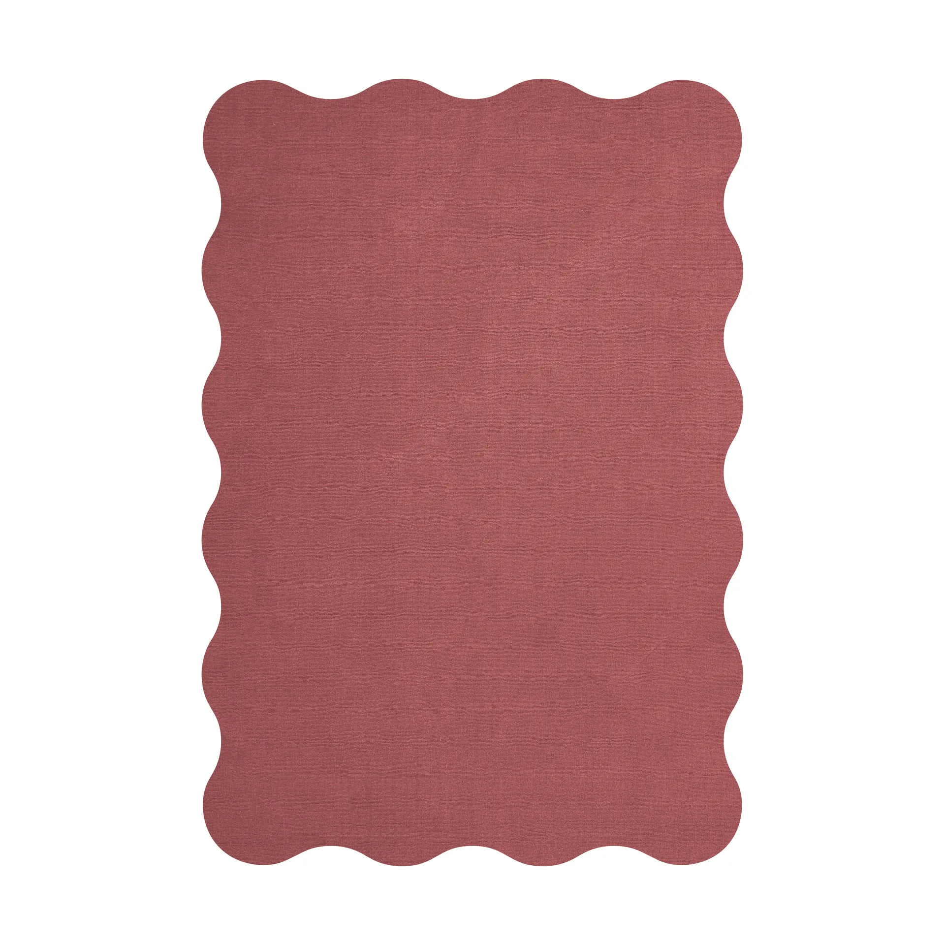 Scallop wool carpet 250x350 cm, Rosewood red Layered