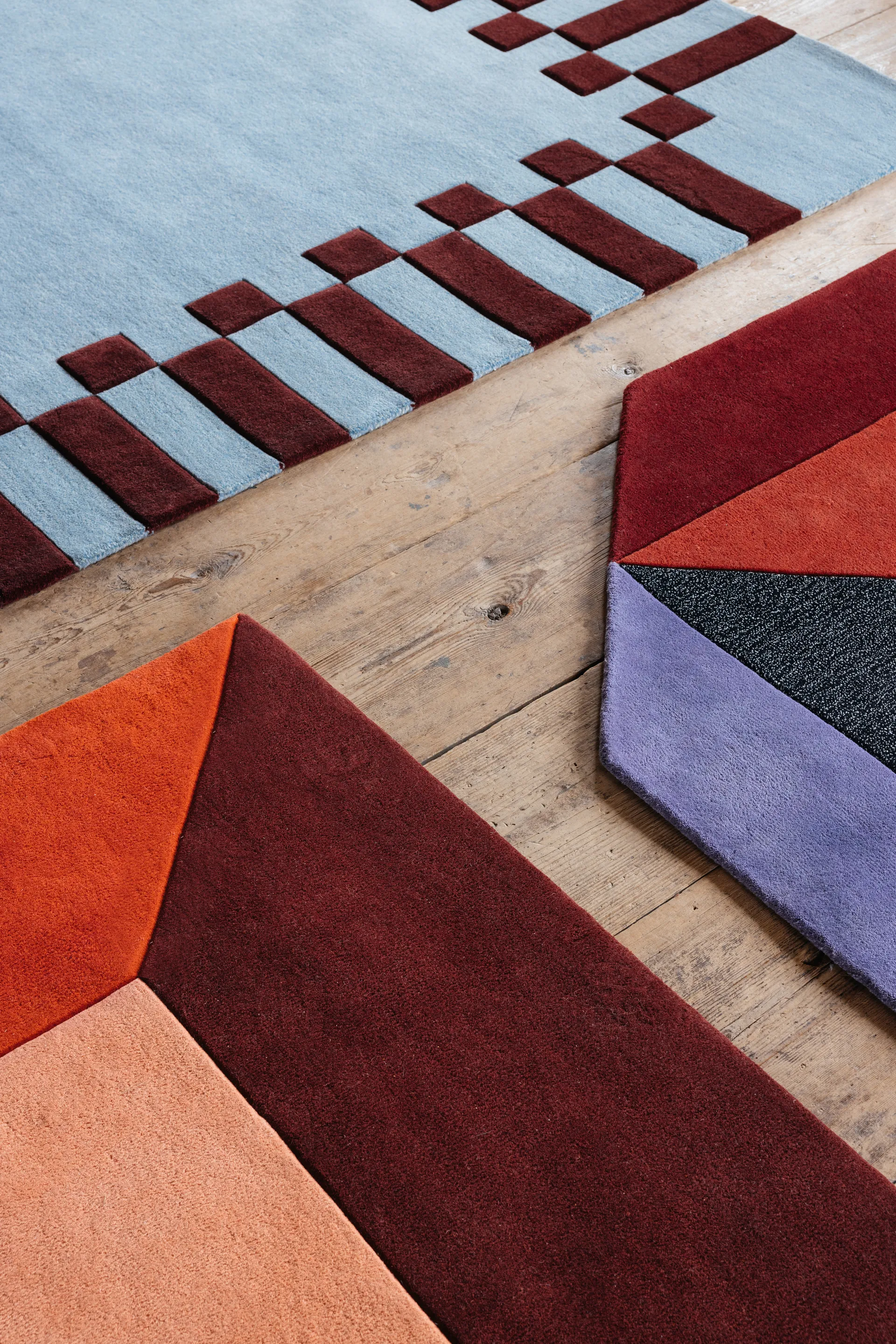 Teklan box wool rug, Corals, 200x300 cm Layered