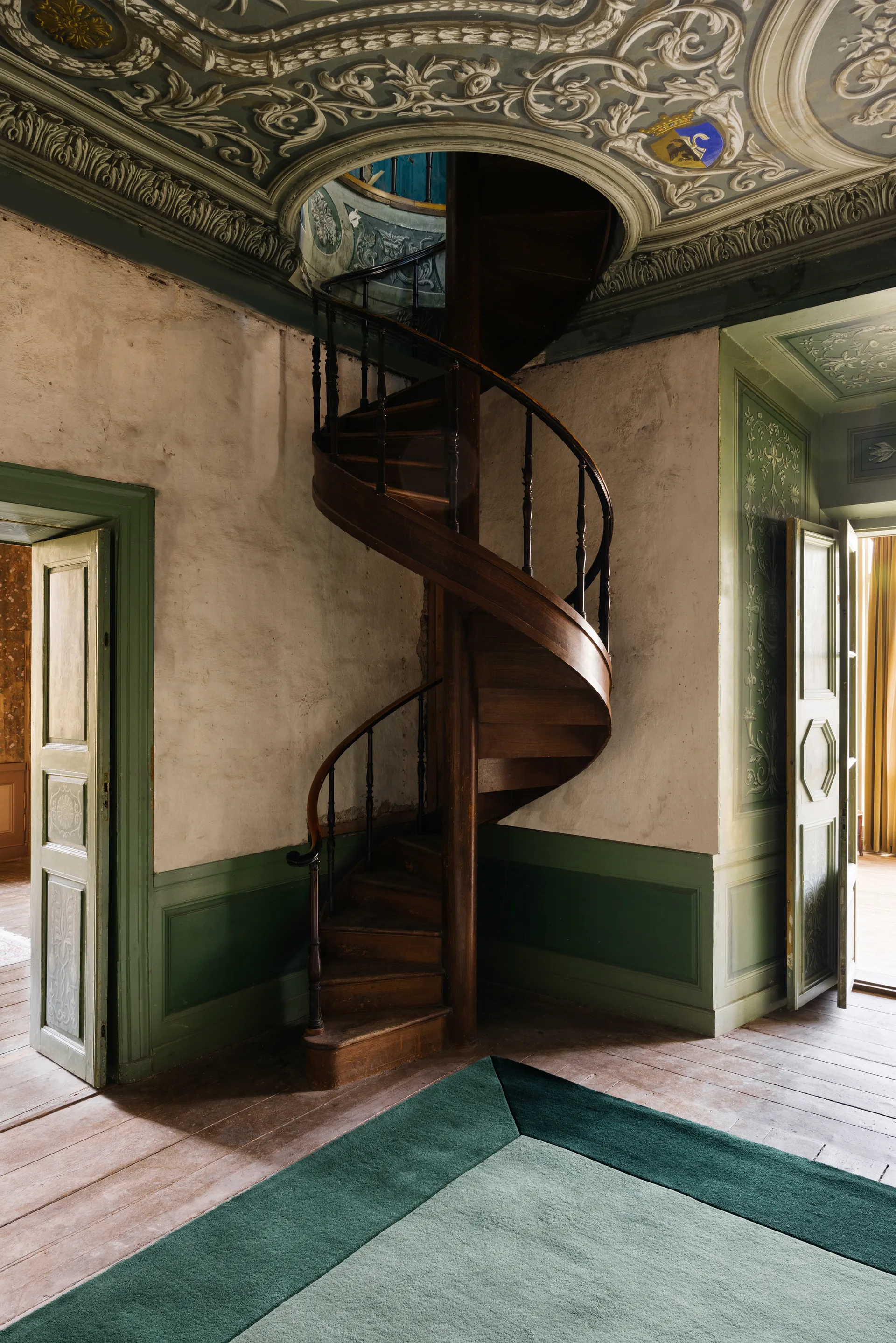 Teklan box wool rug, Greens, 180x270 cm Layered