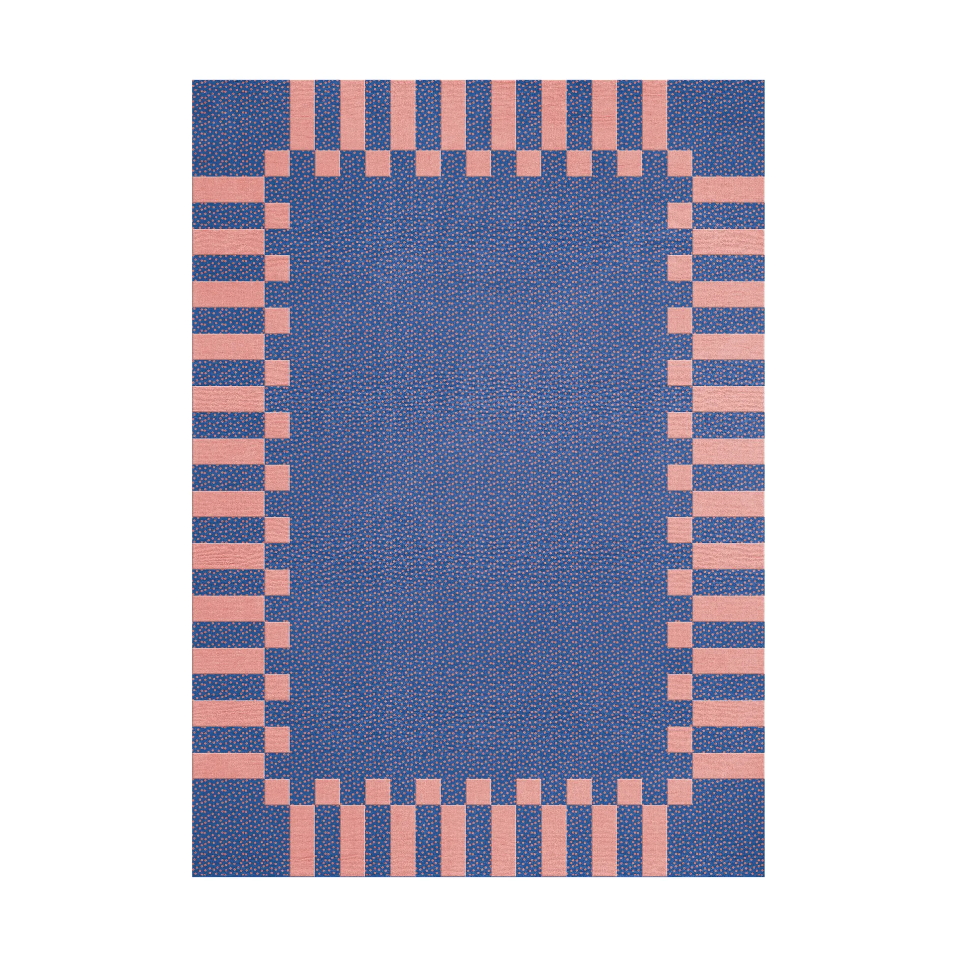 Teklan frame wool rug, Cobalt salmon, 180x270 cm Layered