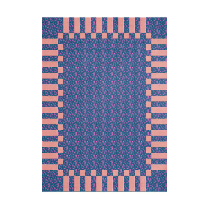 Teklan frame wool rug - Cobalt salmon, 180x270 cm - Layered