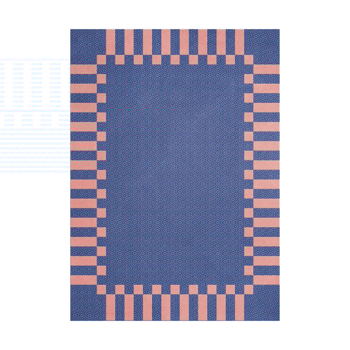 Layered Teklan frame wool rug Cobalt salmon, 180x270 cm