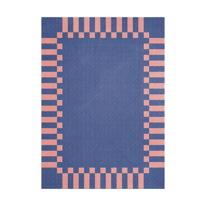 Teklan frame wool rug - Cobalt salmon, 200x300 cm - Layered