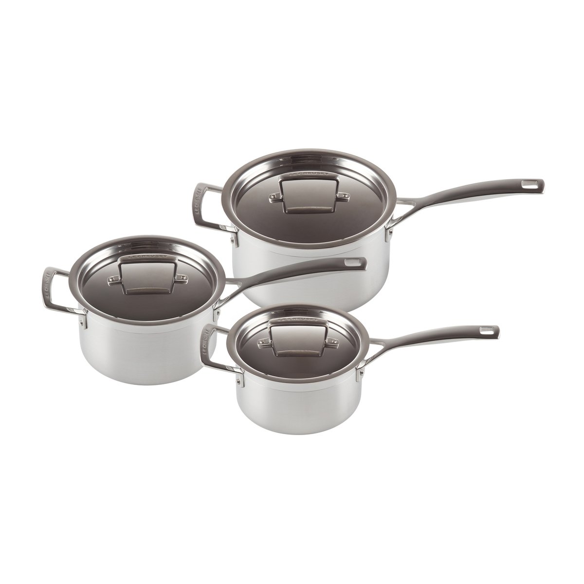 Le Creuset 3-Ply pot set 3 pieces | Scandinavian Design | Saucepan sets | Silver-coloured