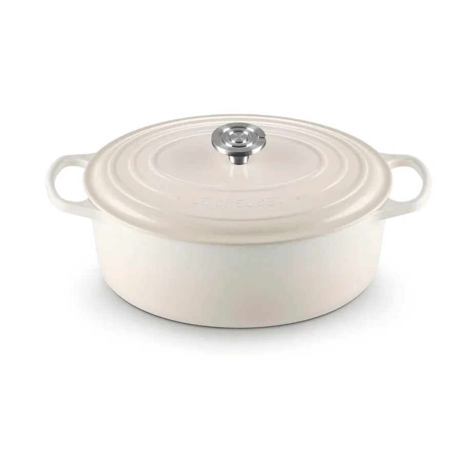 Le Creuset Signature cast iron oval casserole, Meringue, 6.3 l Le Creuset