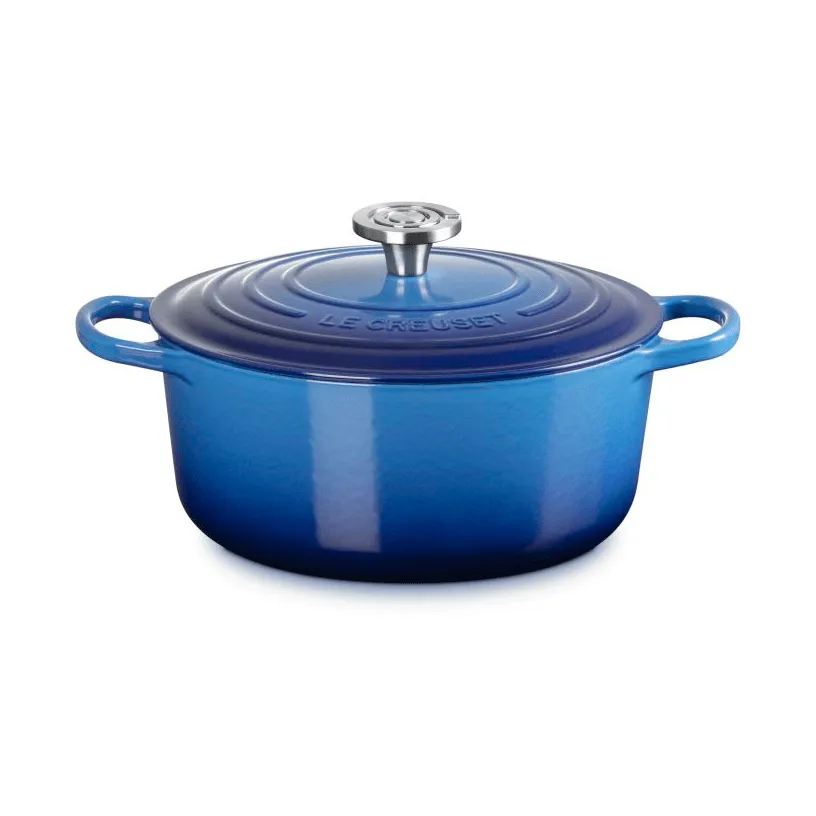 Le Creuset Signature cast iron round casserole, Azure, 5.3 l Le Creuset