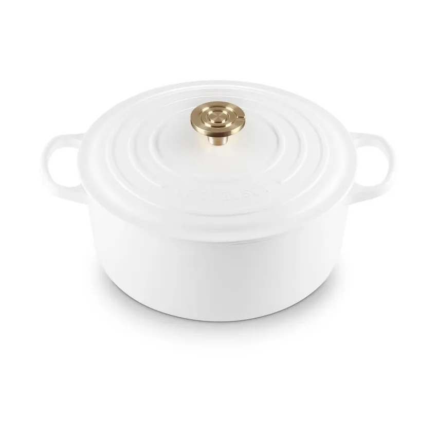 Le Creuset Signature cast iron round casserole, White, 6.7 l Le Creuset