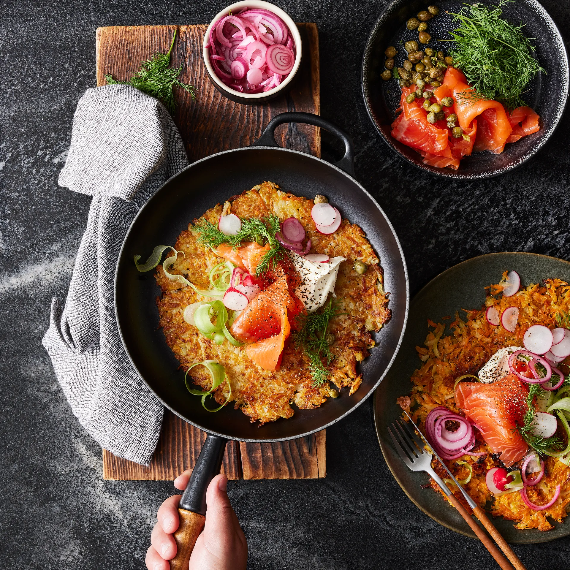 Le Creuset Signature frying pan wooden handle 28 cm, Bleu Riviera Le Creuset