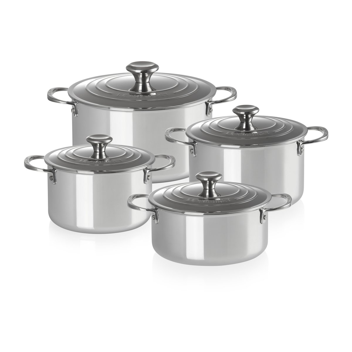 Le Creuset Signature 3-Ply pot set 4 pieces | Scandinavian Design | Saucepan sets | Silver-coloured