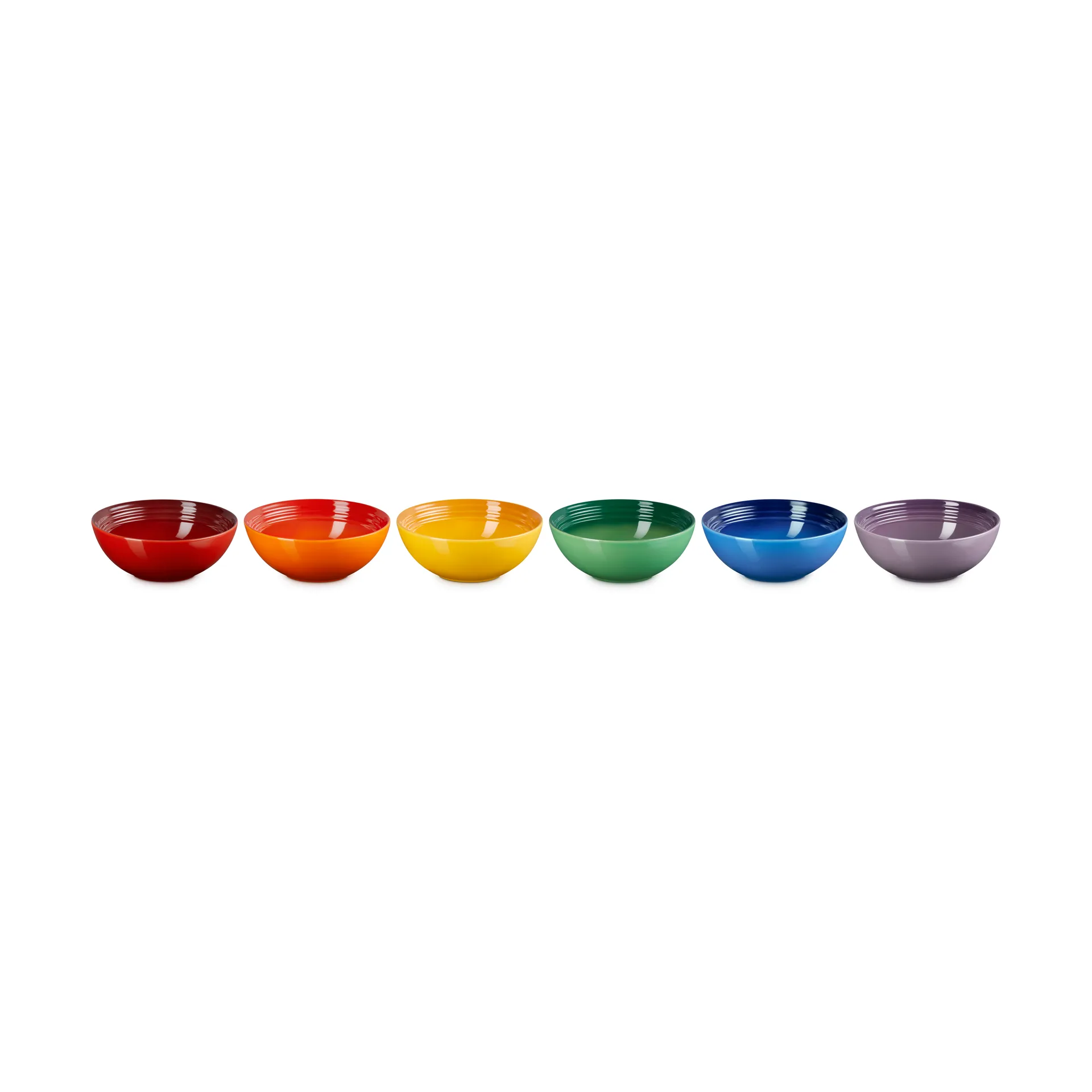Signature stoneware deep plate set of 6, Rainbow Le Creuset