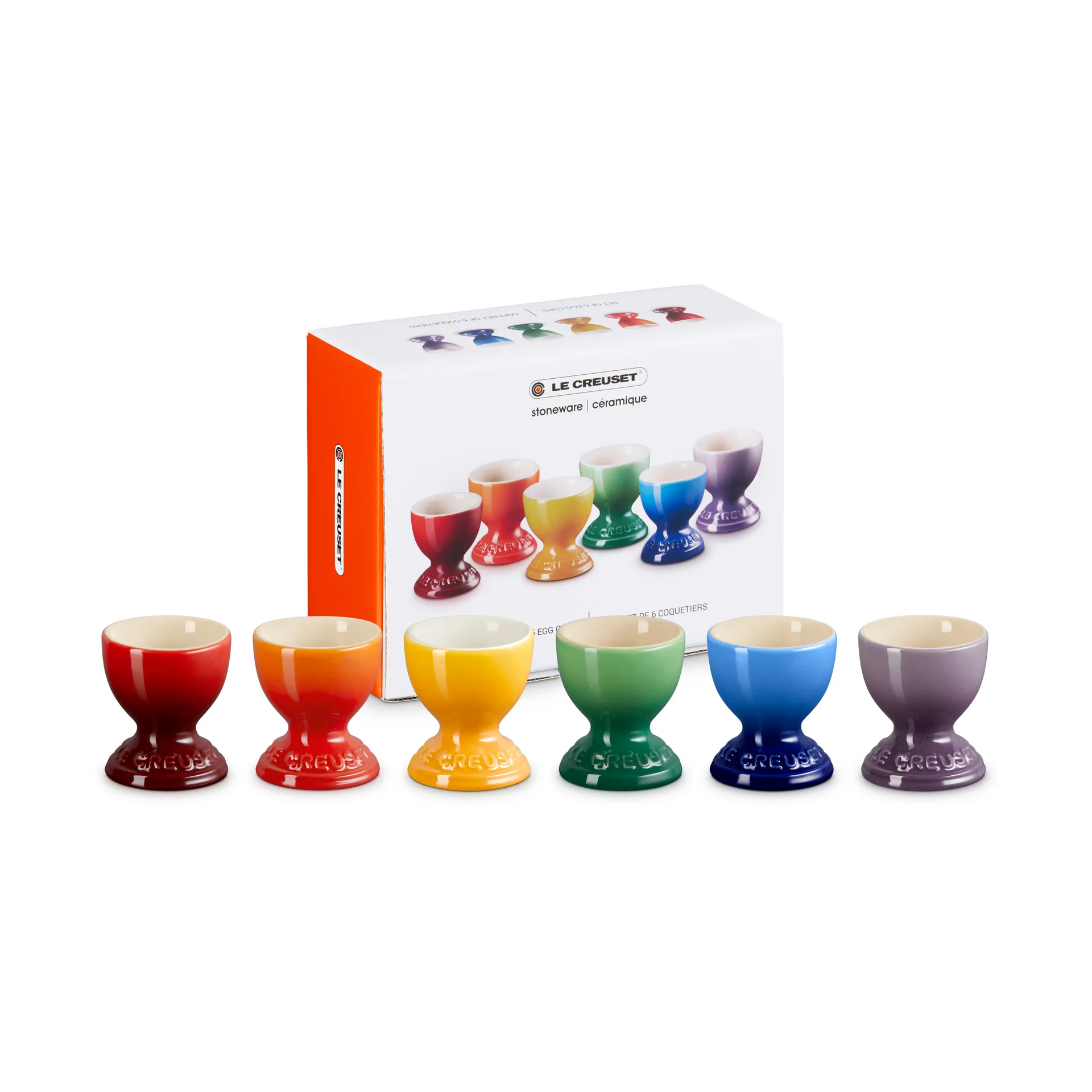 Signature stoneware egg cup 6-piece, Rainbow Le Creuset