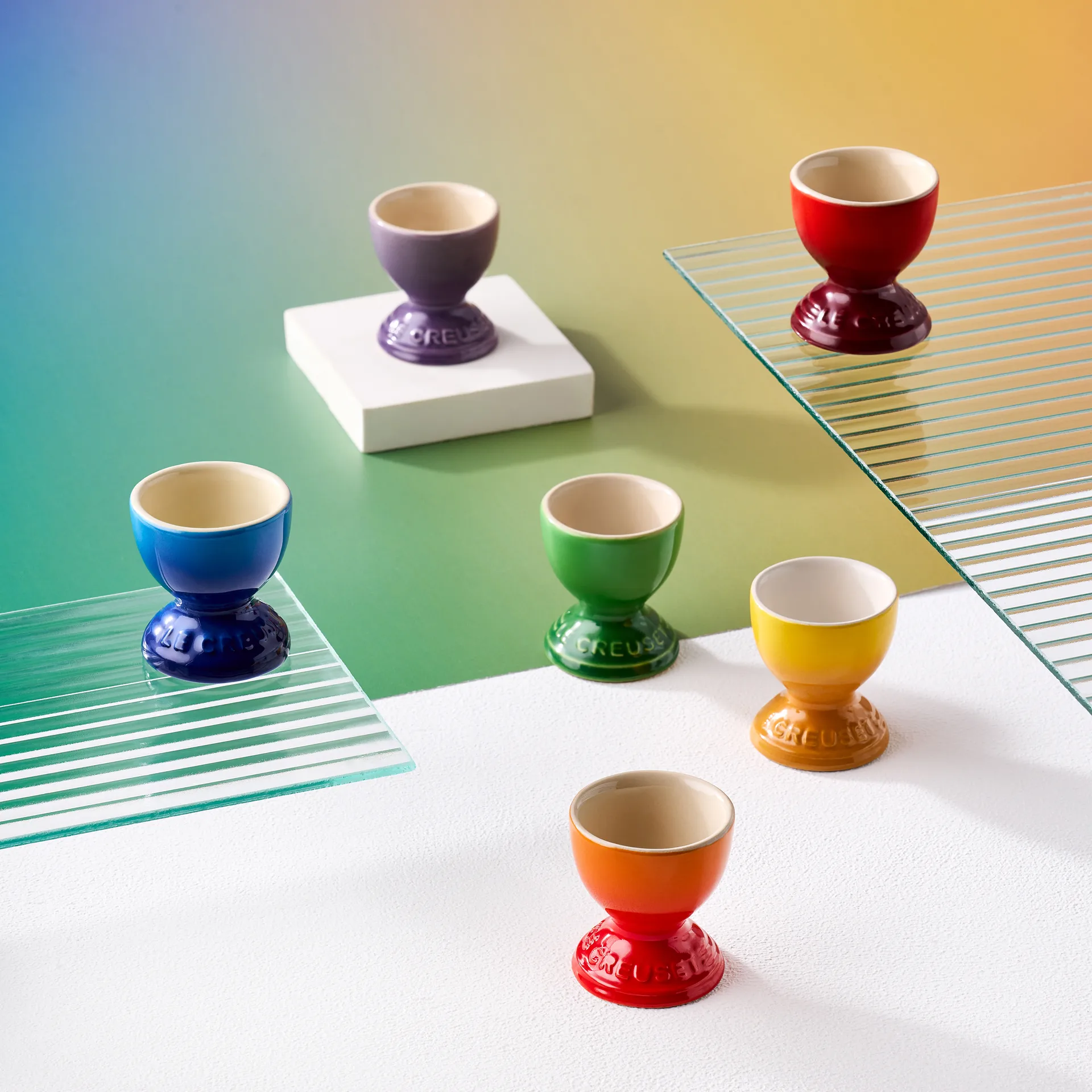 Signature stoneware egg cup 6-piece, Rainbow Le Creuset