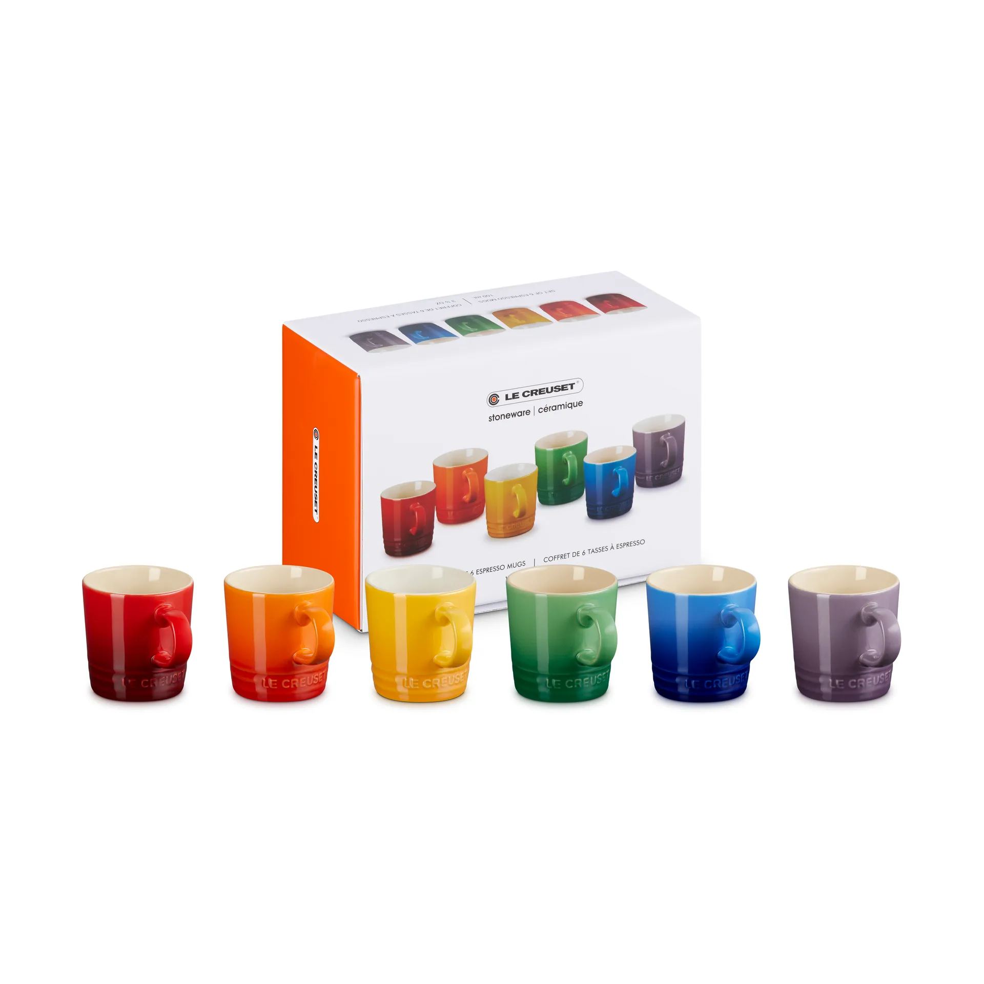Signature stoneware espresso mug 6-piece, Rainbow Le Creuset