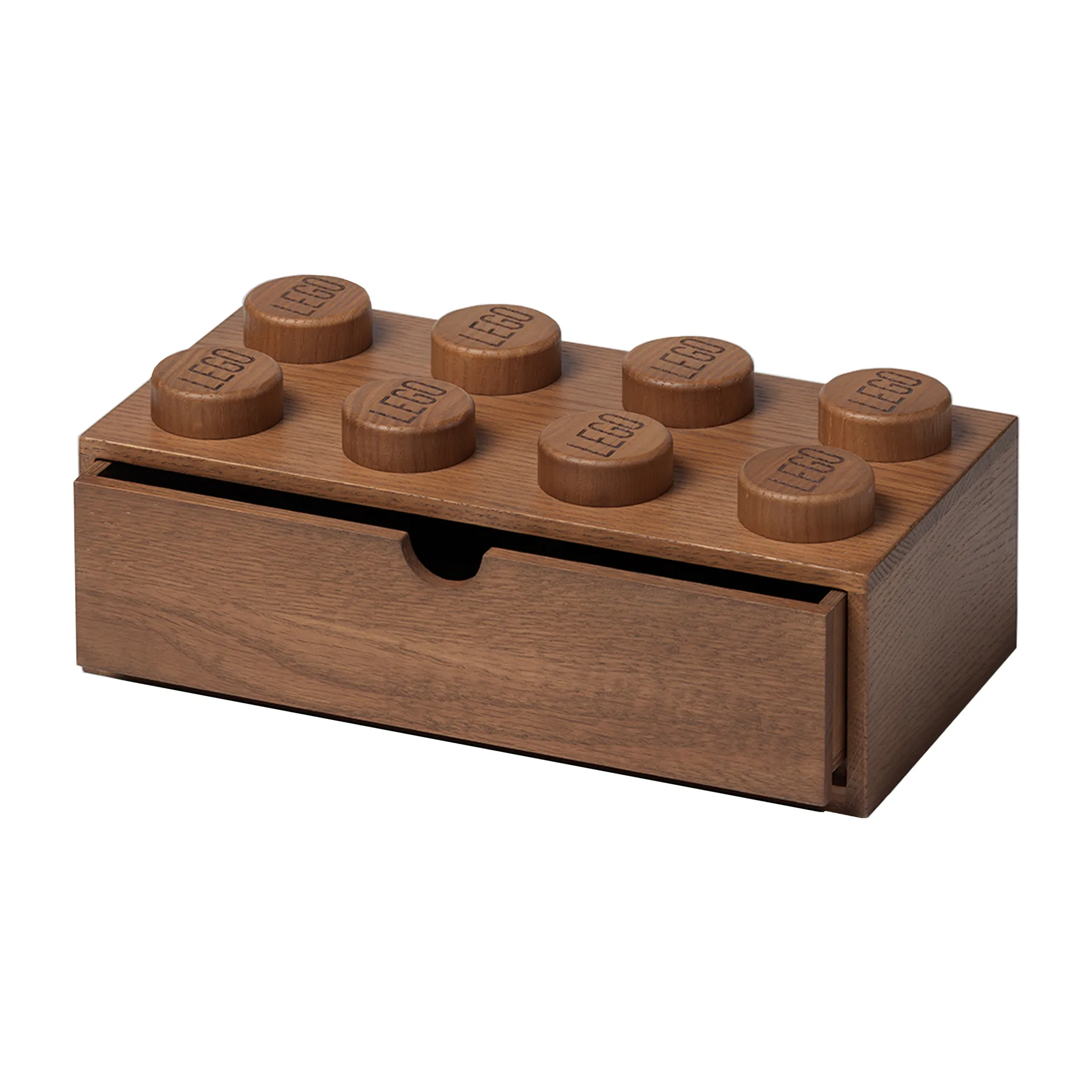 LEGO wooden desk drawer 8, Dark stained oak Lego