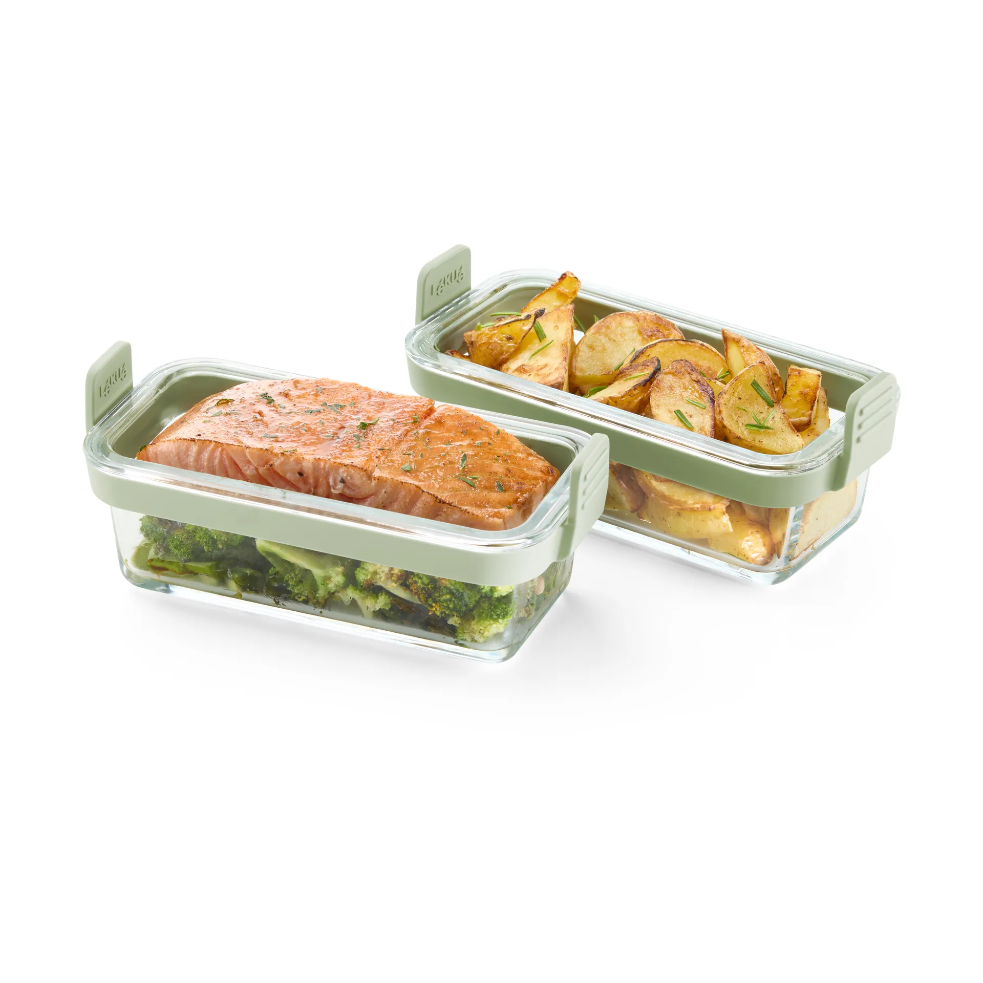 Lékué Air fryer rectangular glass dish 2-pack, Transparent Lékué