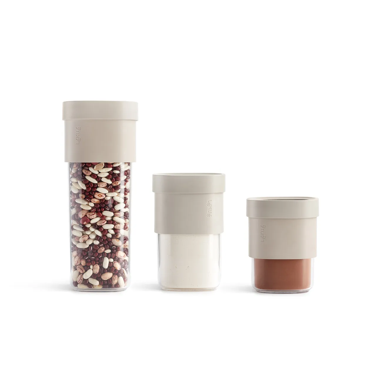 Lékué flip storage jar 5 pieces, Beige Lékué