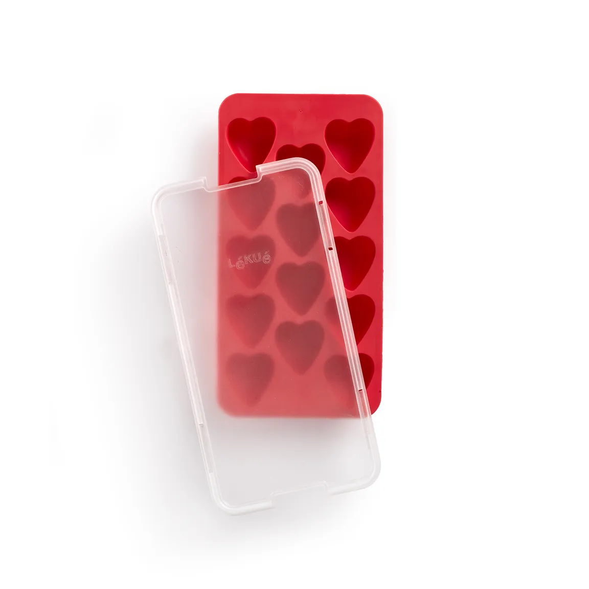 Lékué ice cube tray with lid red, Heart Lékué