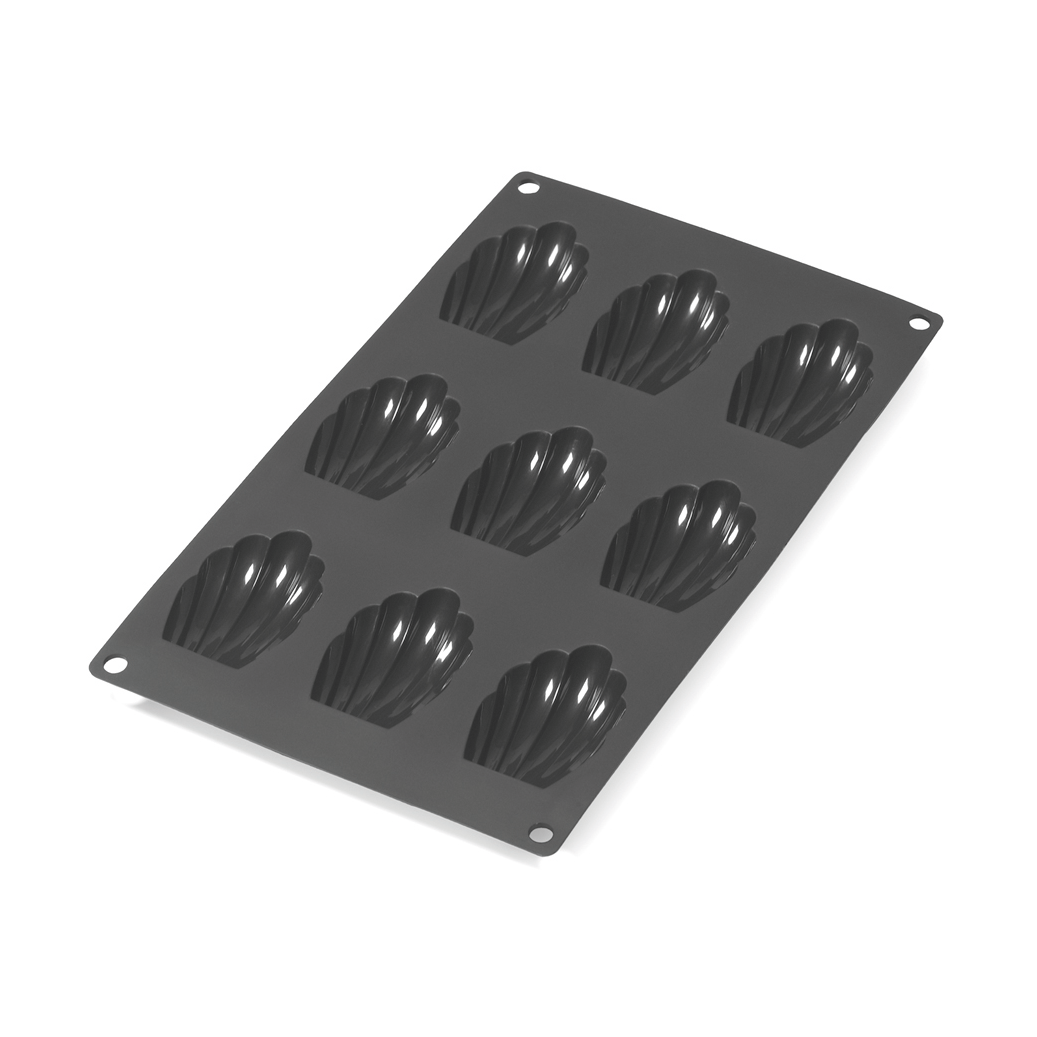 Lékué madeleine mold silicone 9 pcs Black | Scandinavian Design | Cookie/Biscuit cutters & cake tins | Black