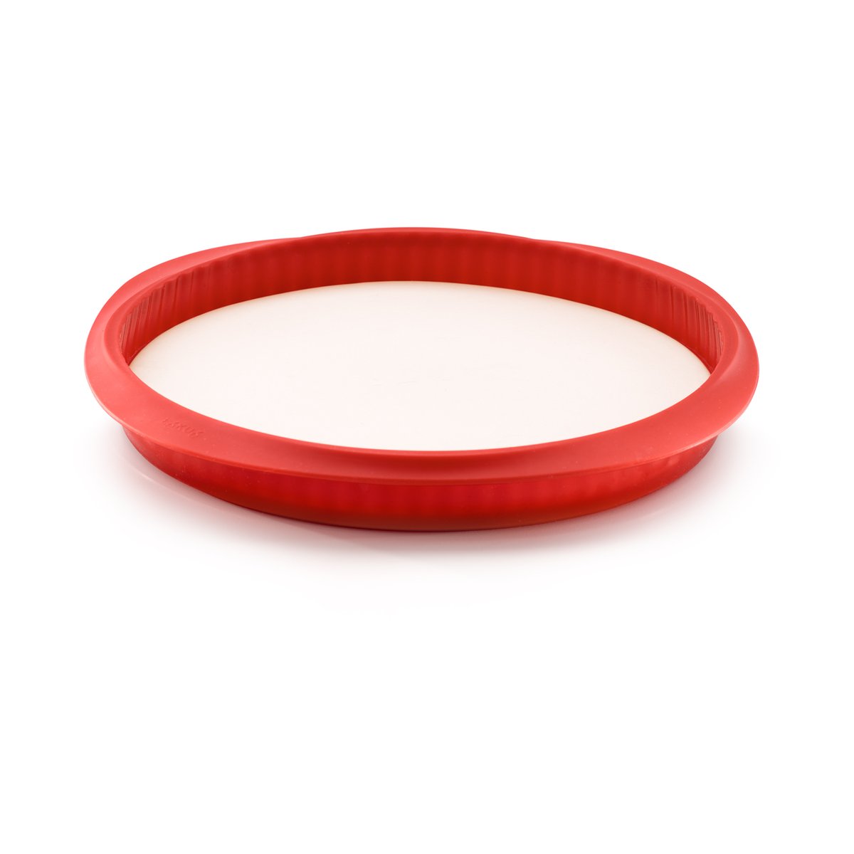 Lékué quiche pie dish with plate 28 cm Red | Scandinavian Design | Round flat oven & flan dishes | Red