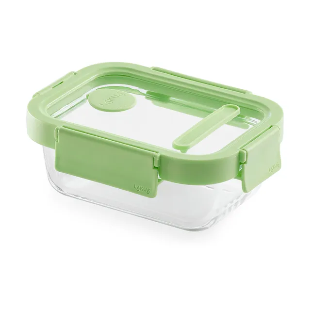 Lékué rectangular glass lunchbox 0.37 L Green | Scandinavian Design | Lunch boxes & food containers | Green