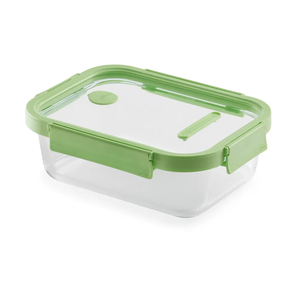 Lékué rectangular glass lunchbox 1.52 L, Green Lékué