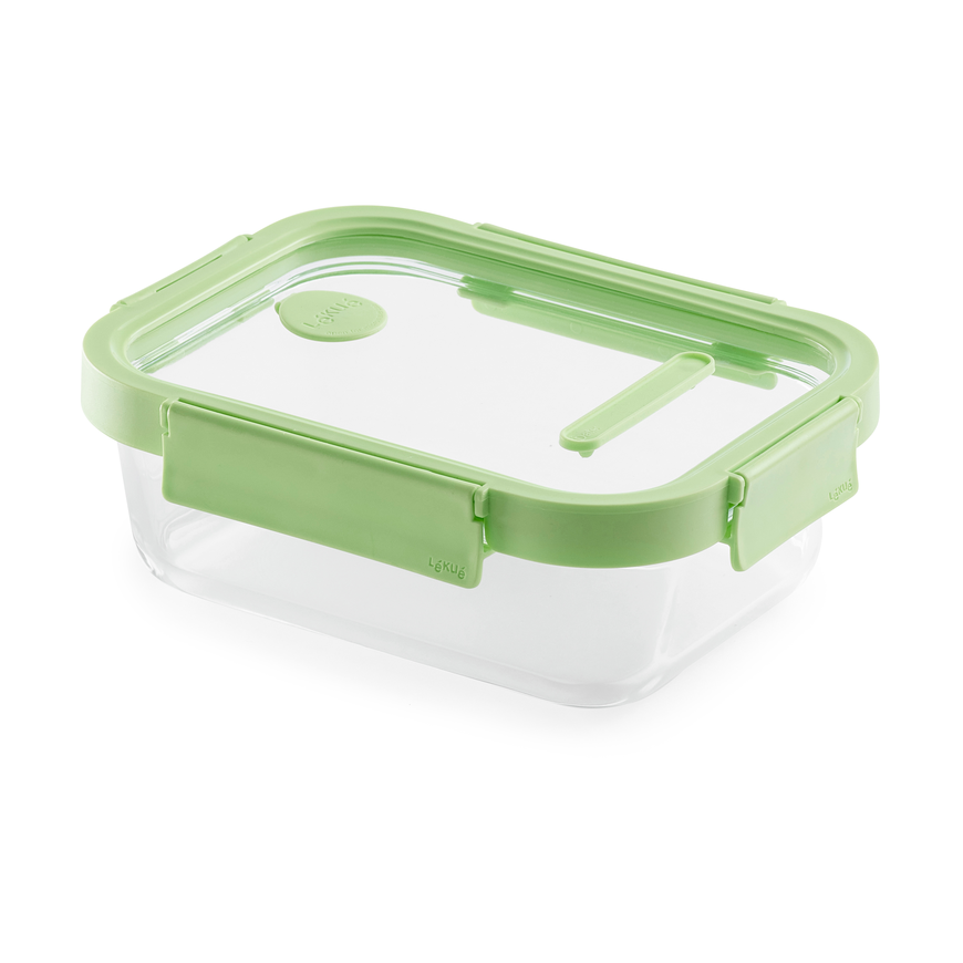 Lékué Lékué rectangular lunchbox glass 0.64 L Green