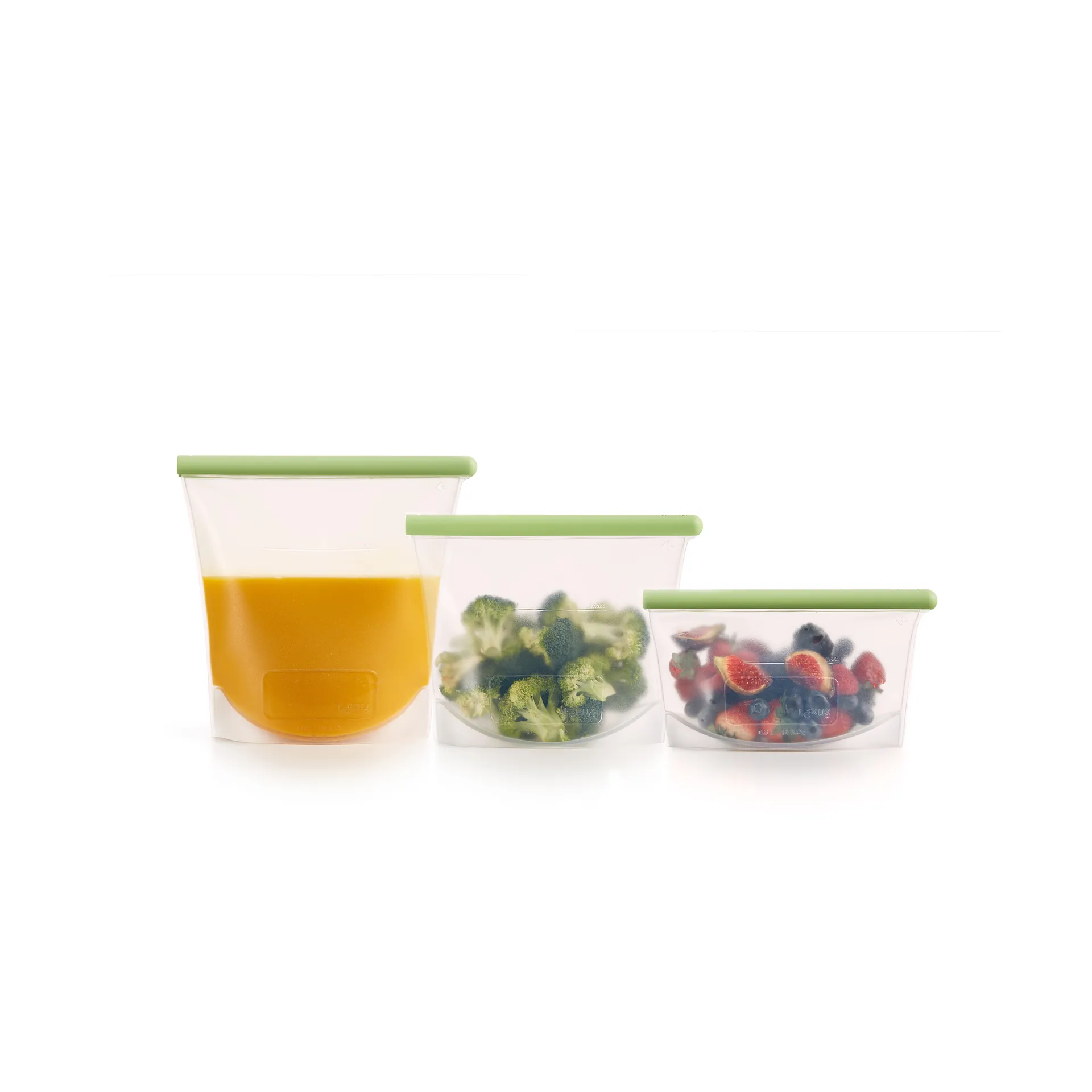 Lékué reusable silicone bag 3 pieces, Green Lékué
