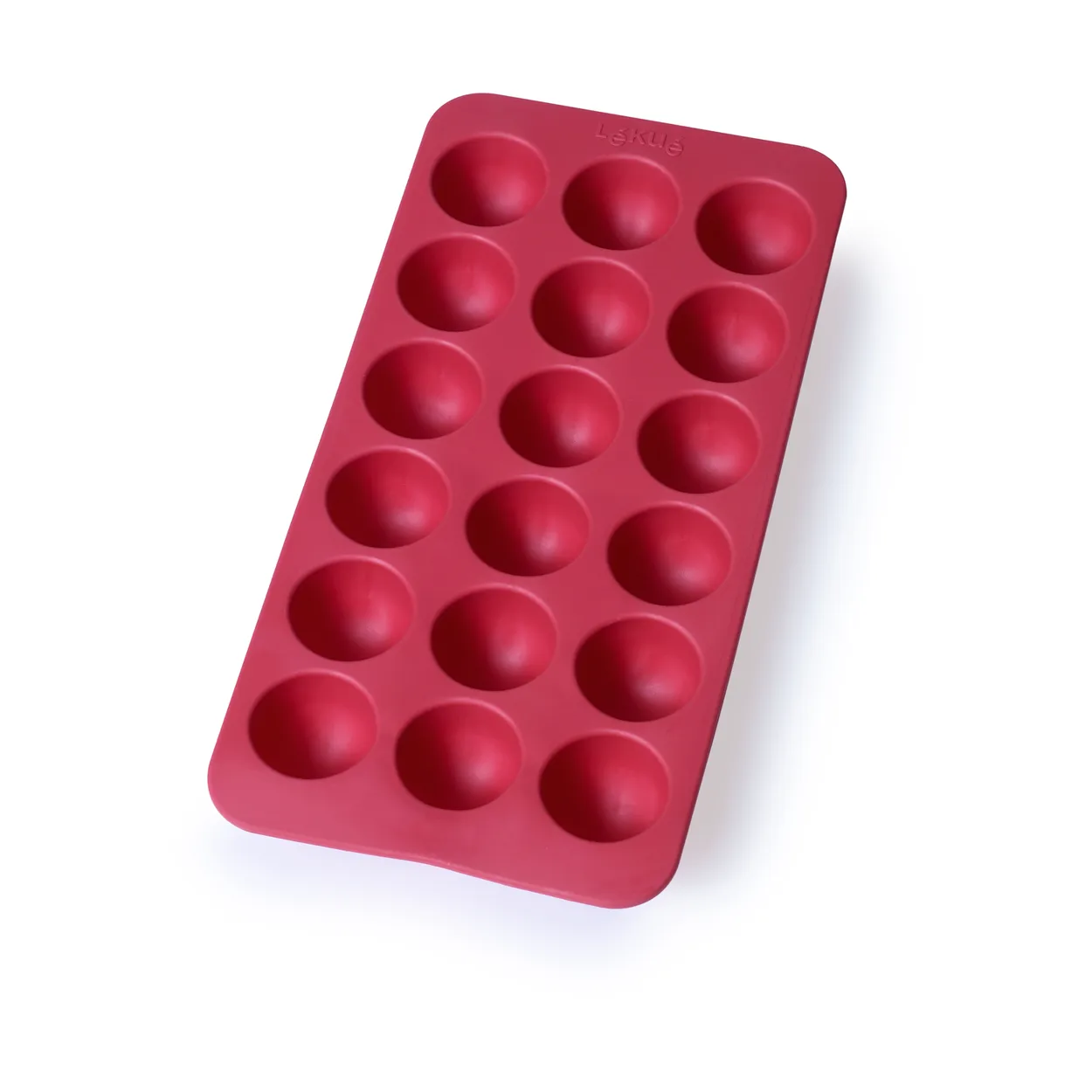 Lékué round ice cube mold silicone with lid Red | Scandinavian Design | Red
