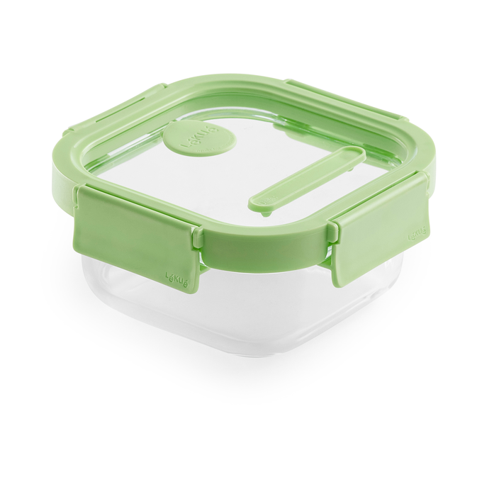 Lékué Lékué square food container glass 0.52 L Green