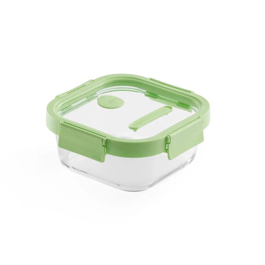Lékué square glass lunchbox 0.8 L Green | Scandinavian Design | Lunch boxes & food containers | Green
