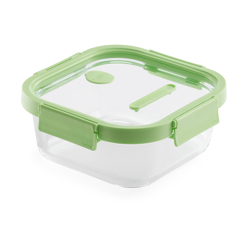 Lékué Lékué square glass lunchbox 1.1 L Green