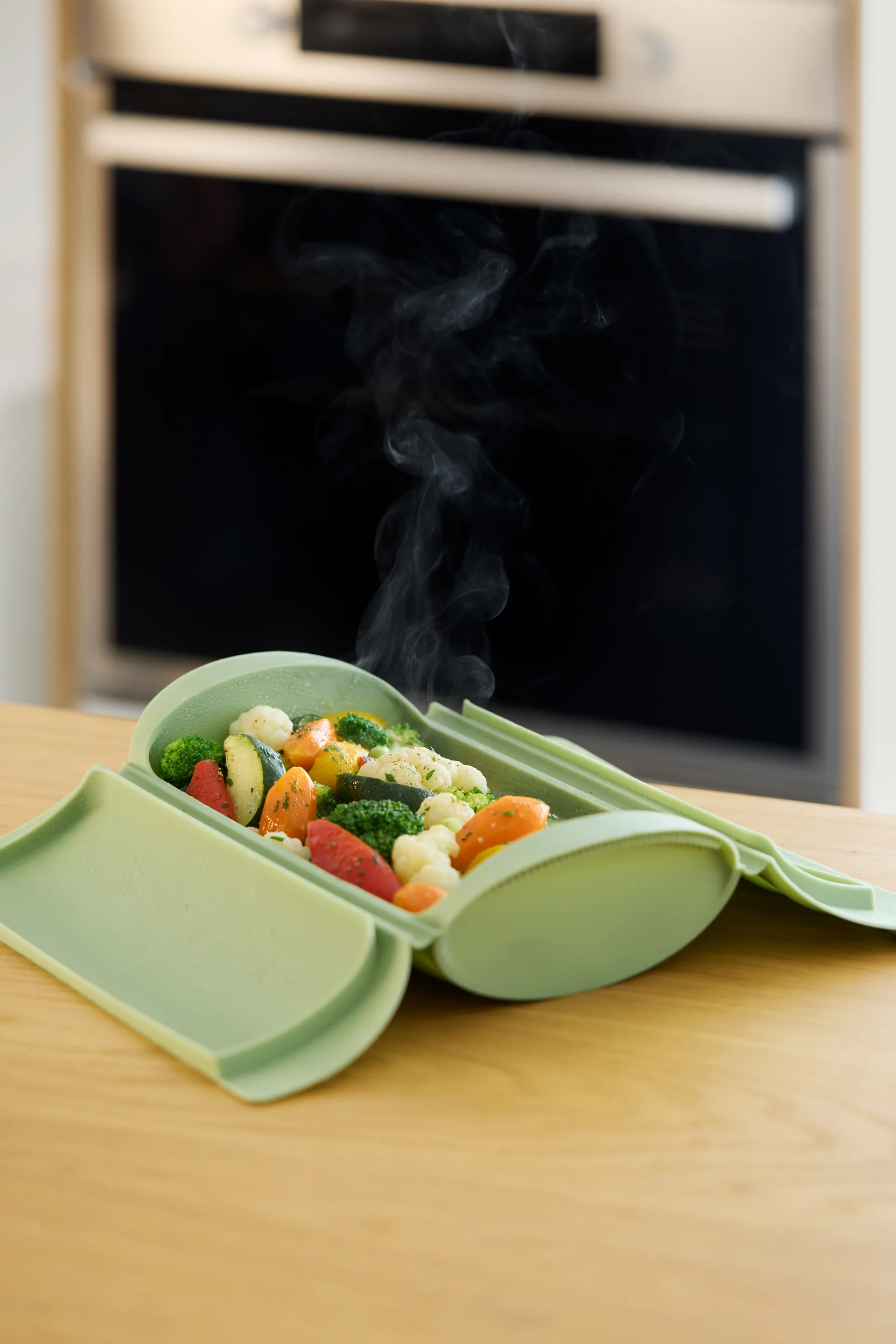 Lékué steamer, Green, with tray, 2-pack Lékué