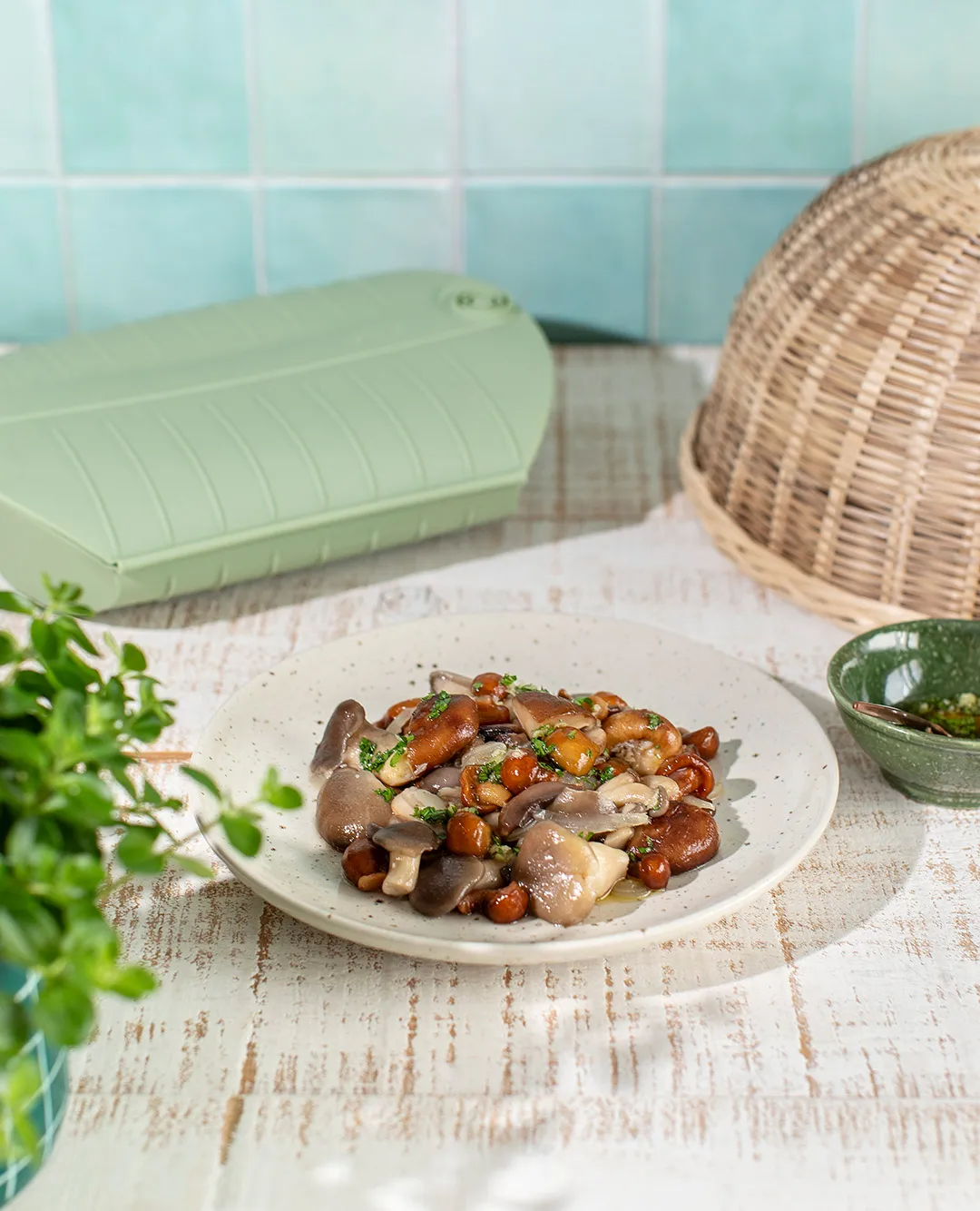 Lékué steamer, Green, with tray, 4-pack Lékué