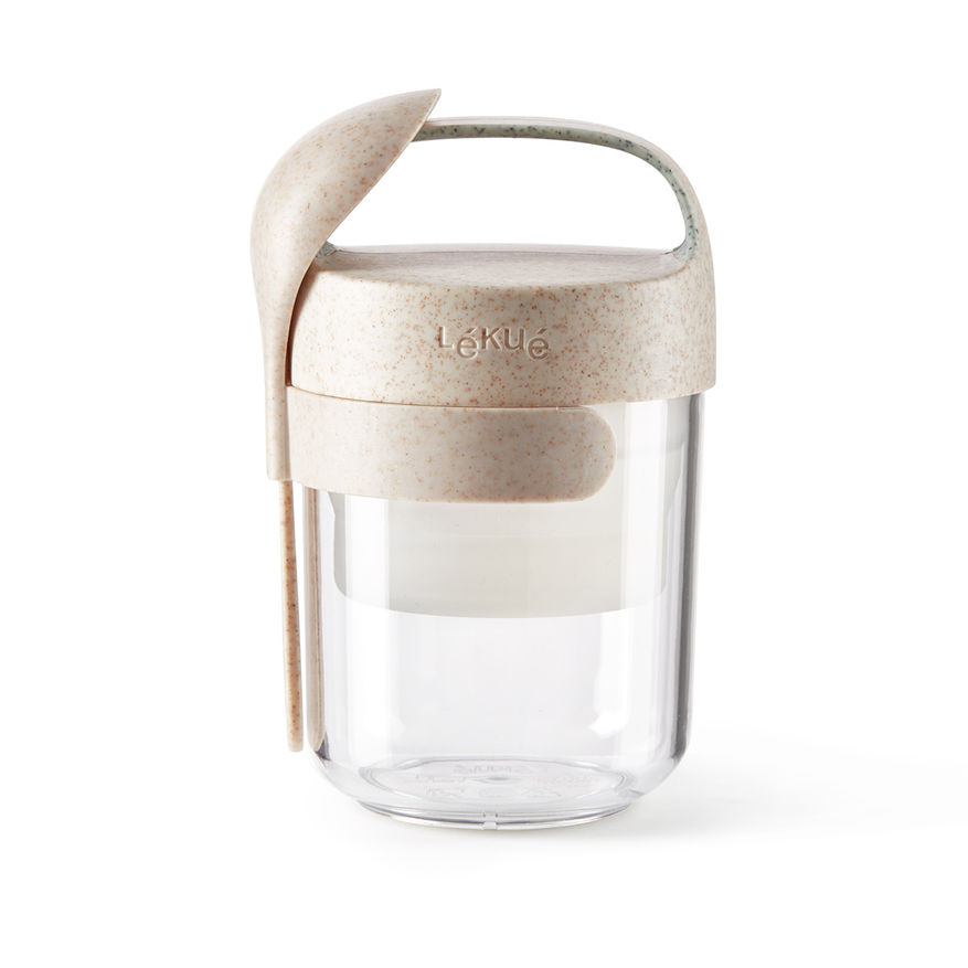 Lékué To Go jar organic with spoon beige 0.4 L | Scandinavian Design | Lunch boxes & food containers | Beige