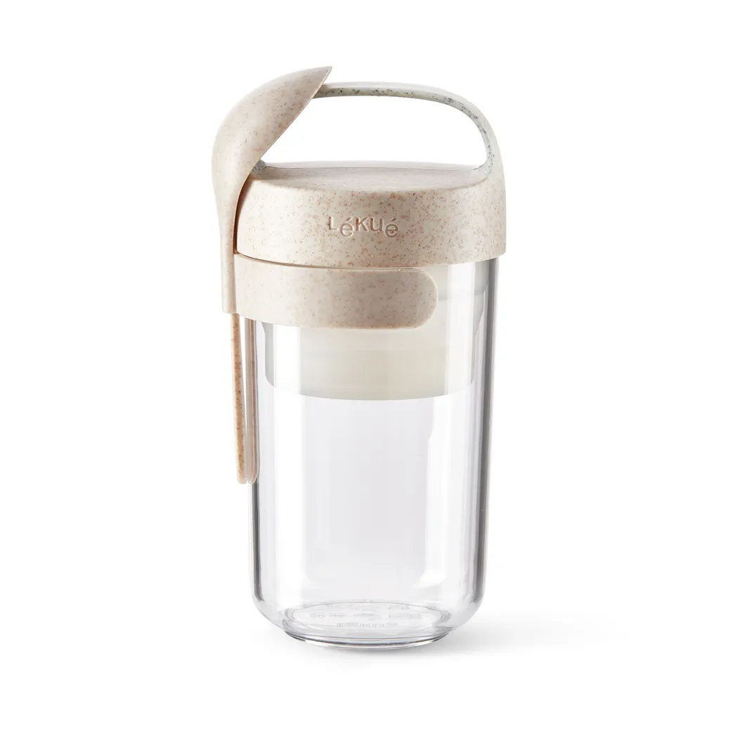 Lékué To Go jar organic with spoon beige, 0.6 L Lékué