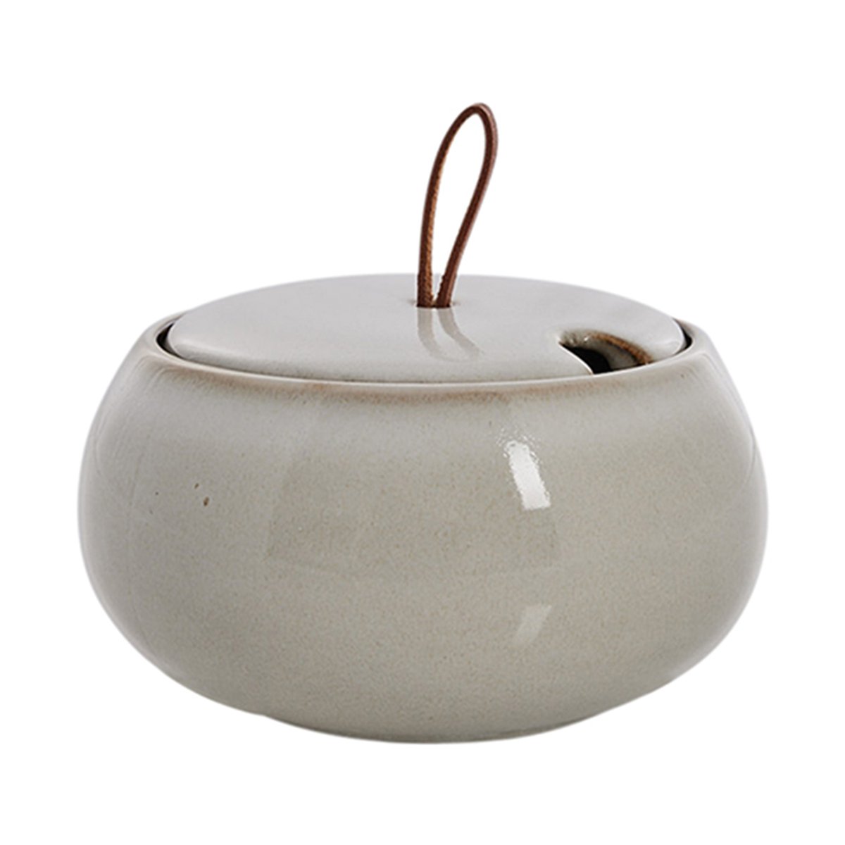 Lene Bjerre Amera sugar bowl with lid Ø13 cm White sands