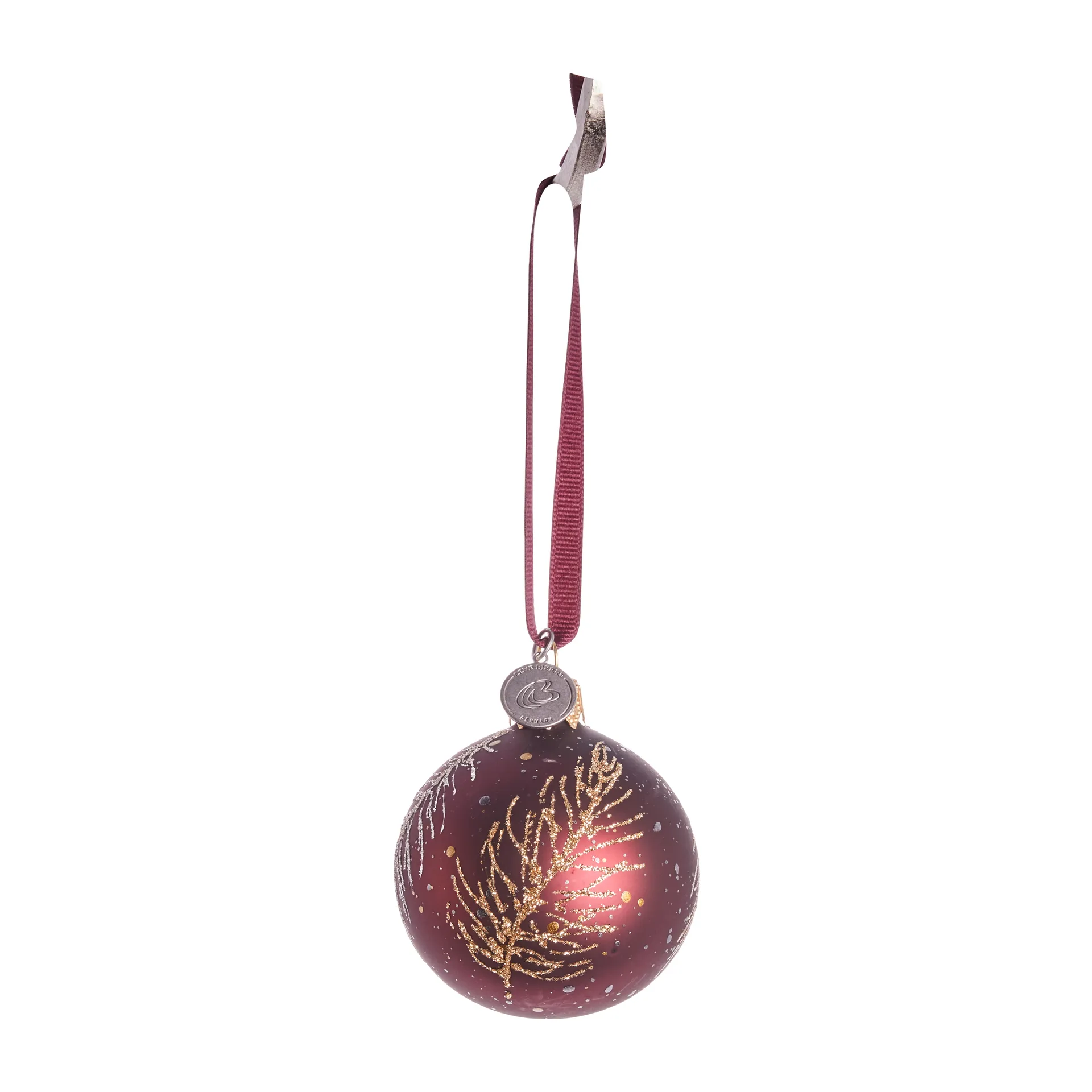 Cadelia bauble feather Ø6 cm, pomegranate-light gold Lene Bjerre