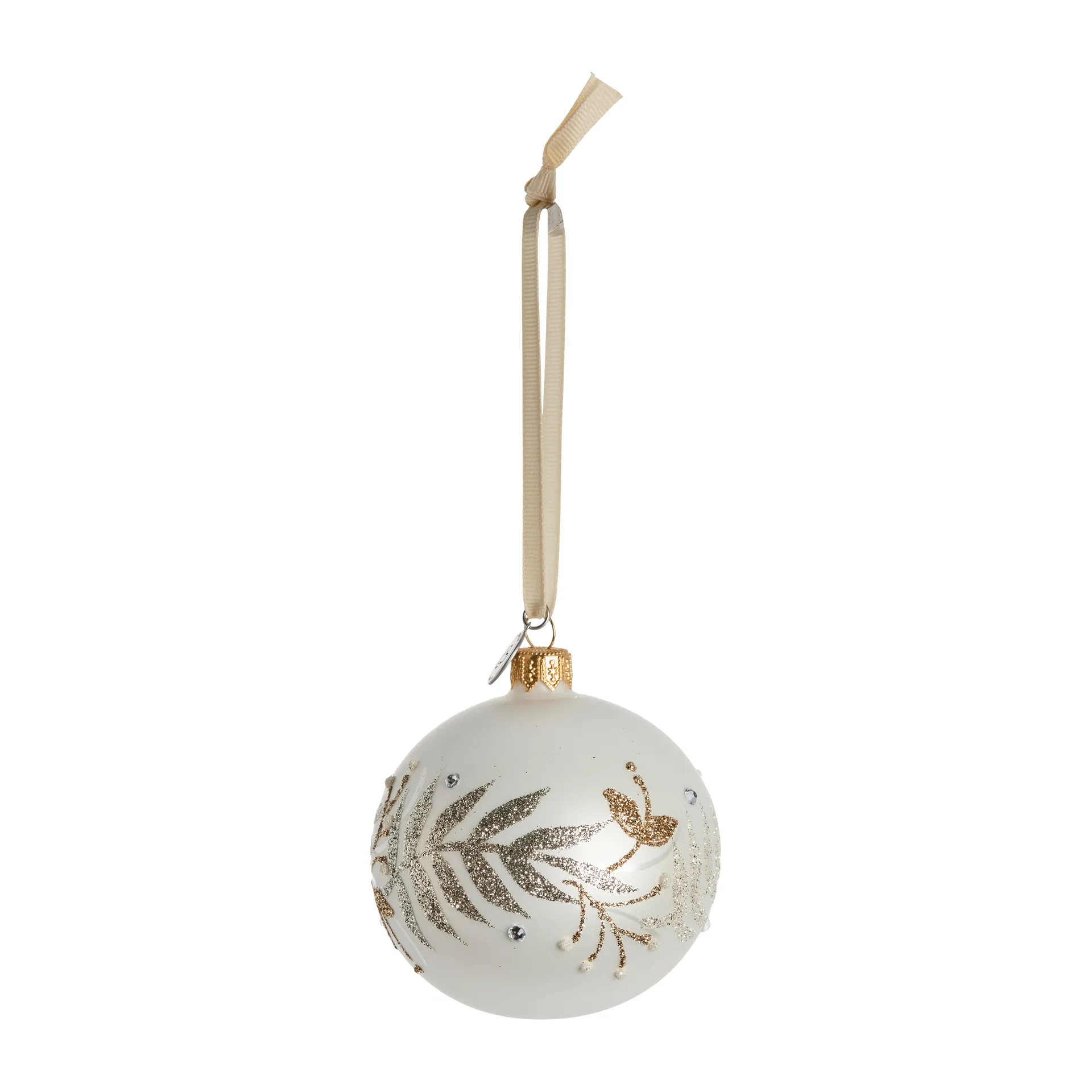Cadelia bauble lleafy tree Ø8 cm, white-silver Lene Bjerre