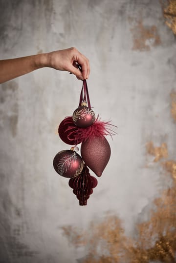 Cadelia bauble with leaf Ø6 cm - pomegranate-light gold - Lene Bjerre