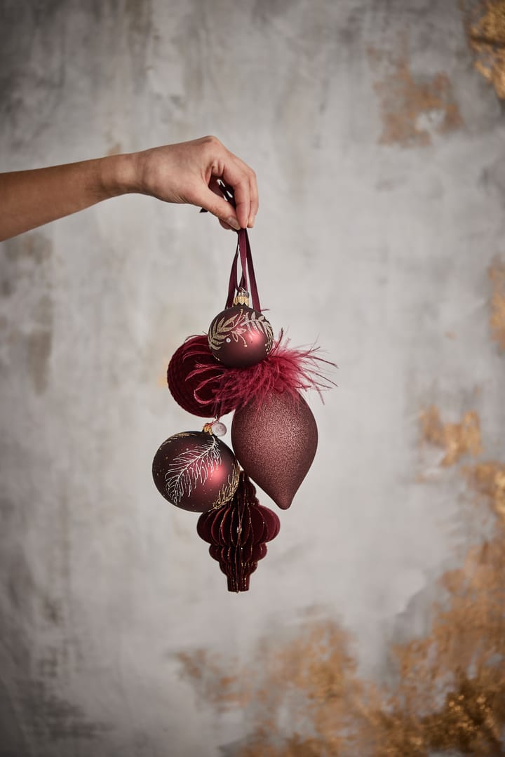Cadelia bauble with leaf Ø6 cm, pomegranate-light gold Lene Bjerre