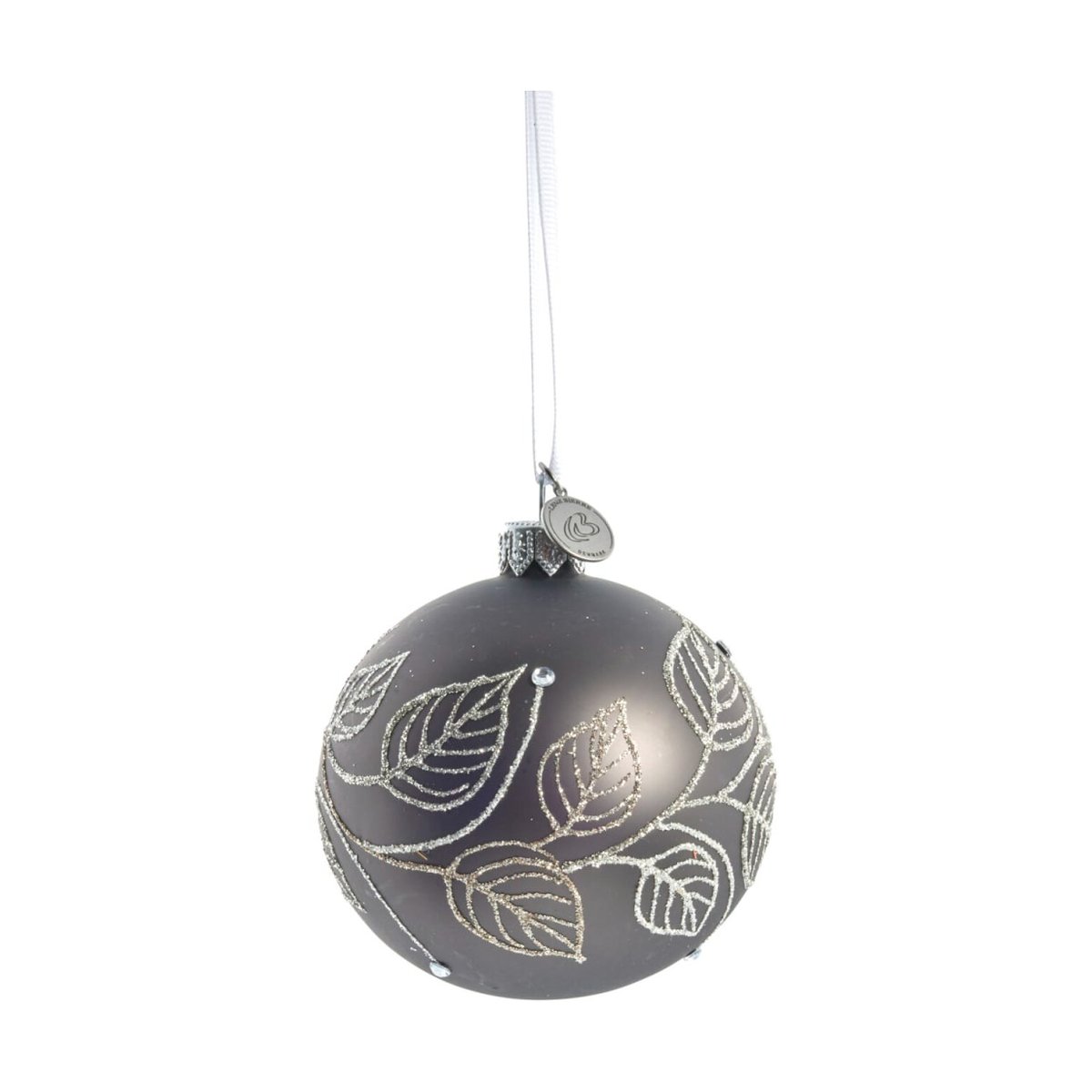 Lene Bjerre Cadelia Christmas bauble o8 cm Dark grey, leaf