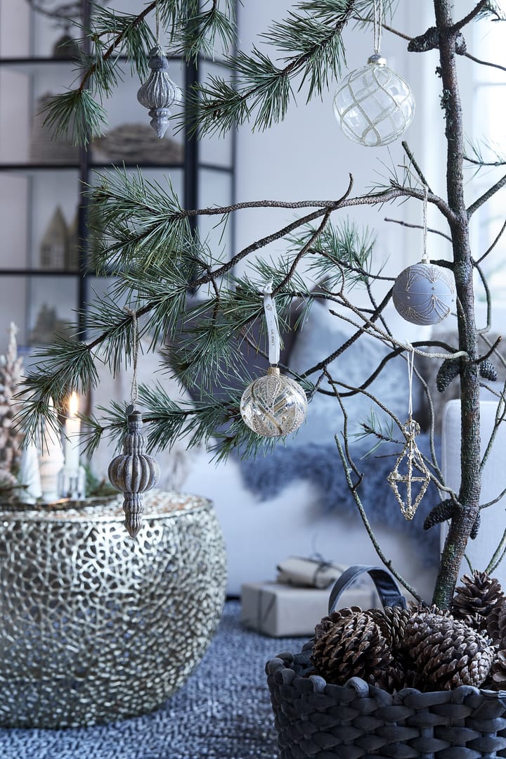 Cadelia Christmas Bauble with leaves Ø6 cm, Clear-gold Lene Bjerre