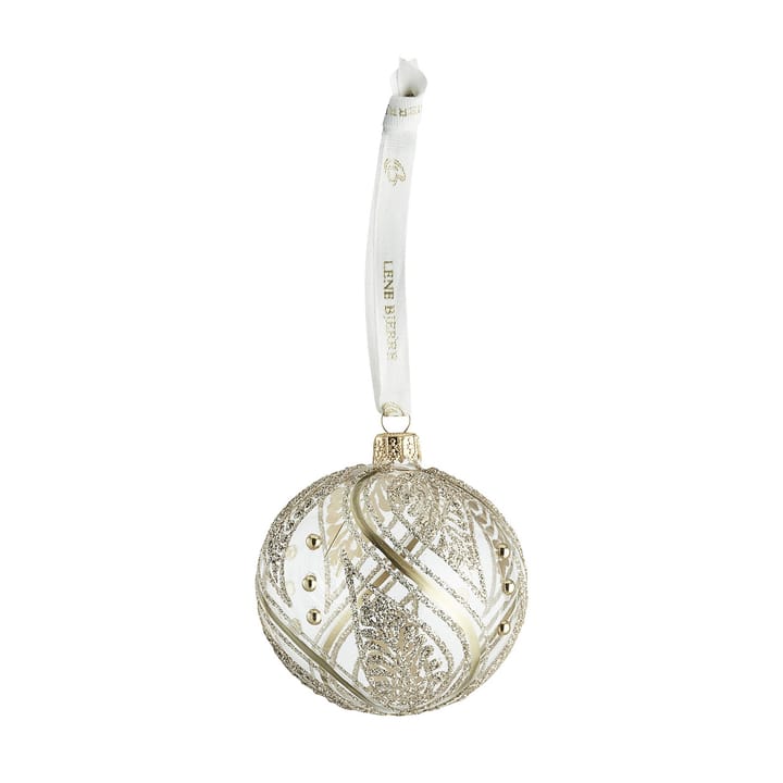Cadelia Christmas Bauble with leaves Ø8 cm - Clear-gold - Lene Bjerre