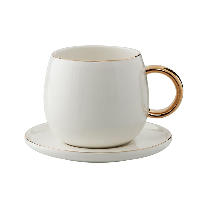 Clara espresso cup with saucer 15 cl - White-light gold - Lene Bjerre