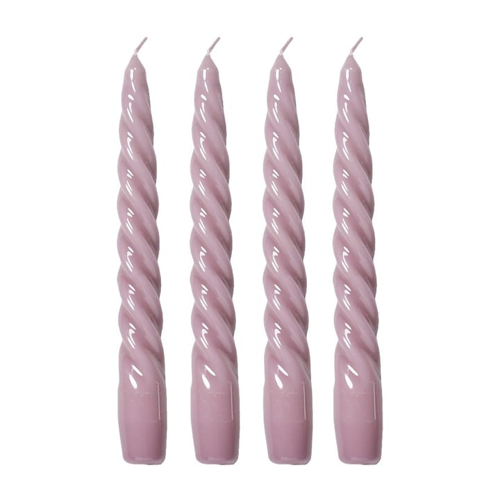 Laquer twisted candle 20 cm 4-pack - Powder (pink) - Lene Bjerre