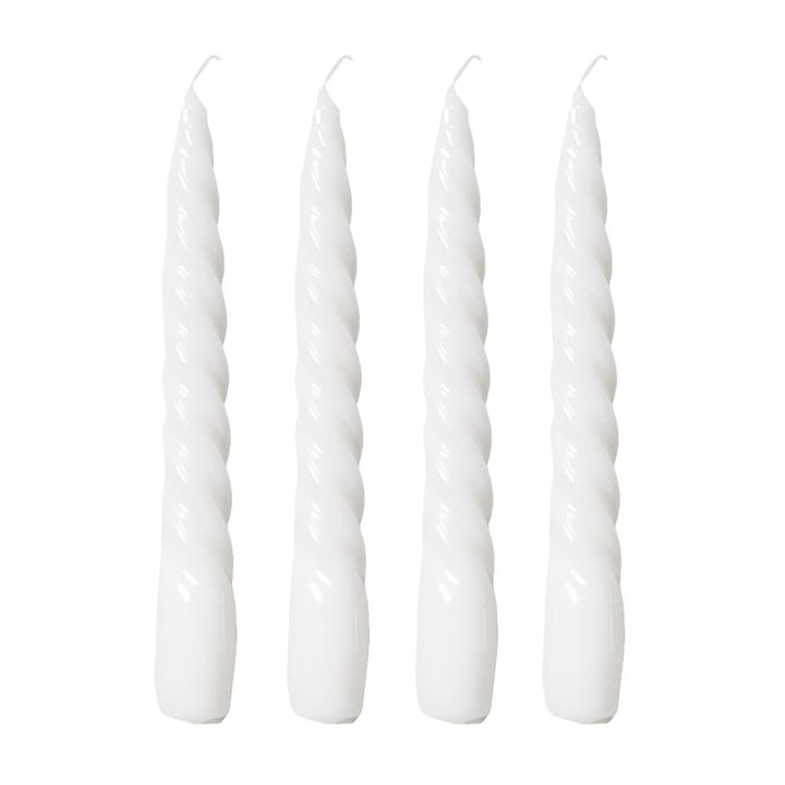 Laquer twisted candle 20 cm 4-pack - White - Lene Bjerre