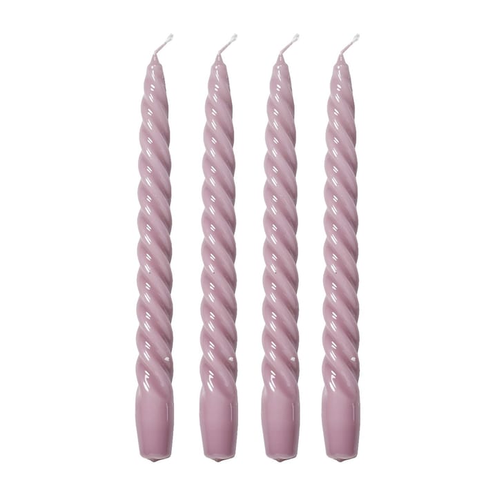 Laquer twisted candle 25 cm 4-pack - Powder (pink) - Lene Bjerre