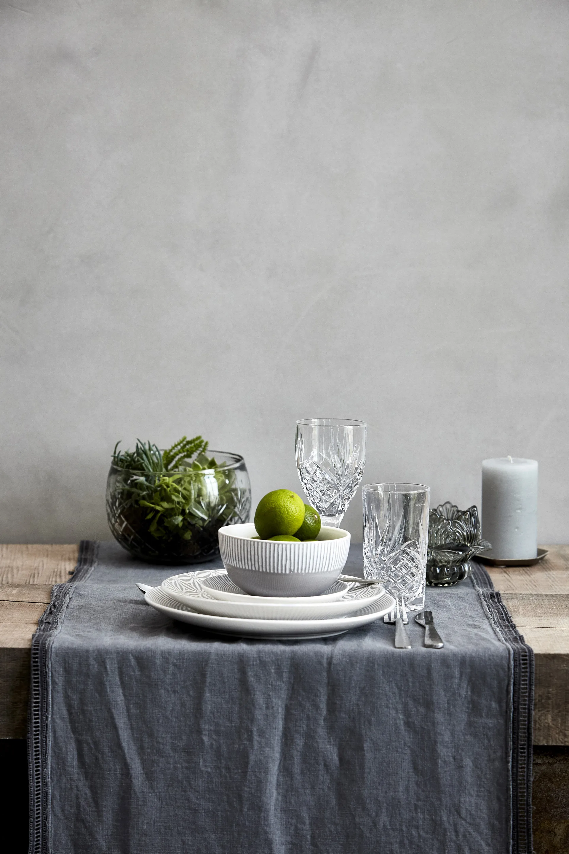 Lene Bjerre rustic candle light grey Ø10 cm, 20 cm Lene Bjerre